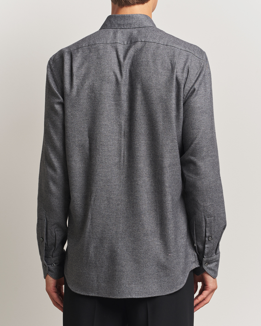Mies | Kauluspaidat | Stenströms | Regular Fit Cut Away Flannel Shirt Grey