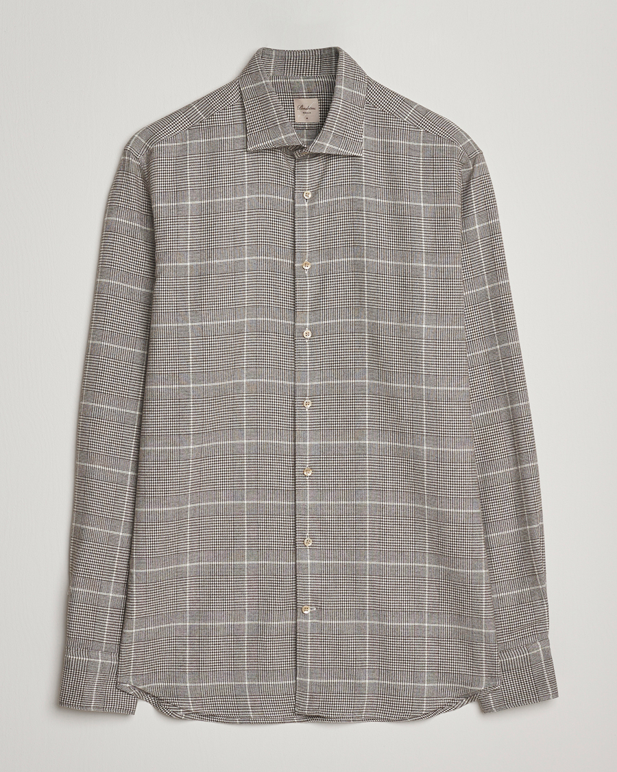 Mies | Kauluspaidat | Stenströms | Regular Fit Glencheck Flannel Shirt Brown