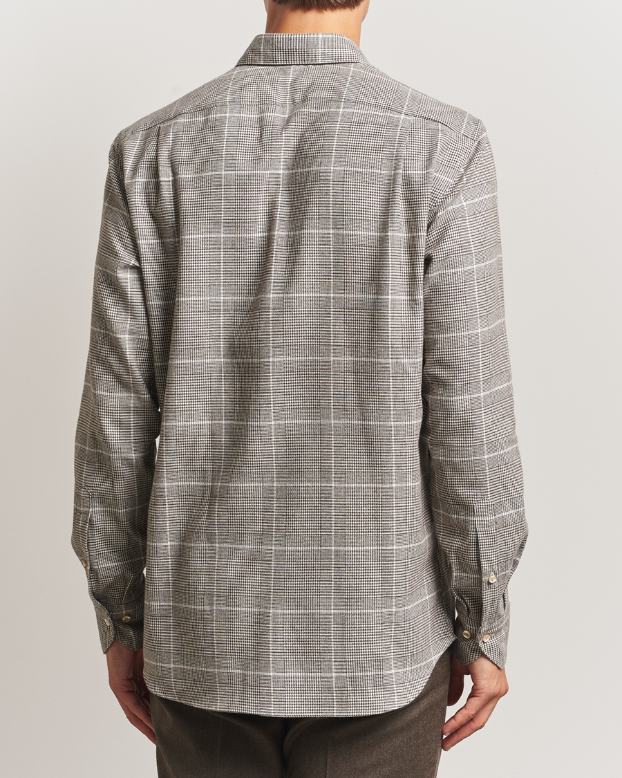 Mies | Kauluspaidat | Stenströms | Regular Fit Glencheck Flannel Shirt Brown