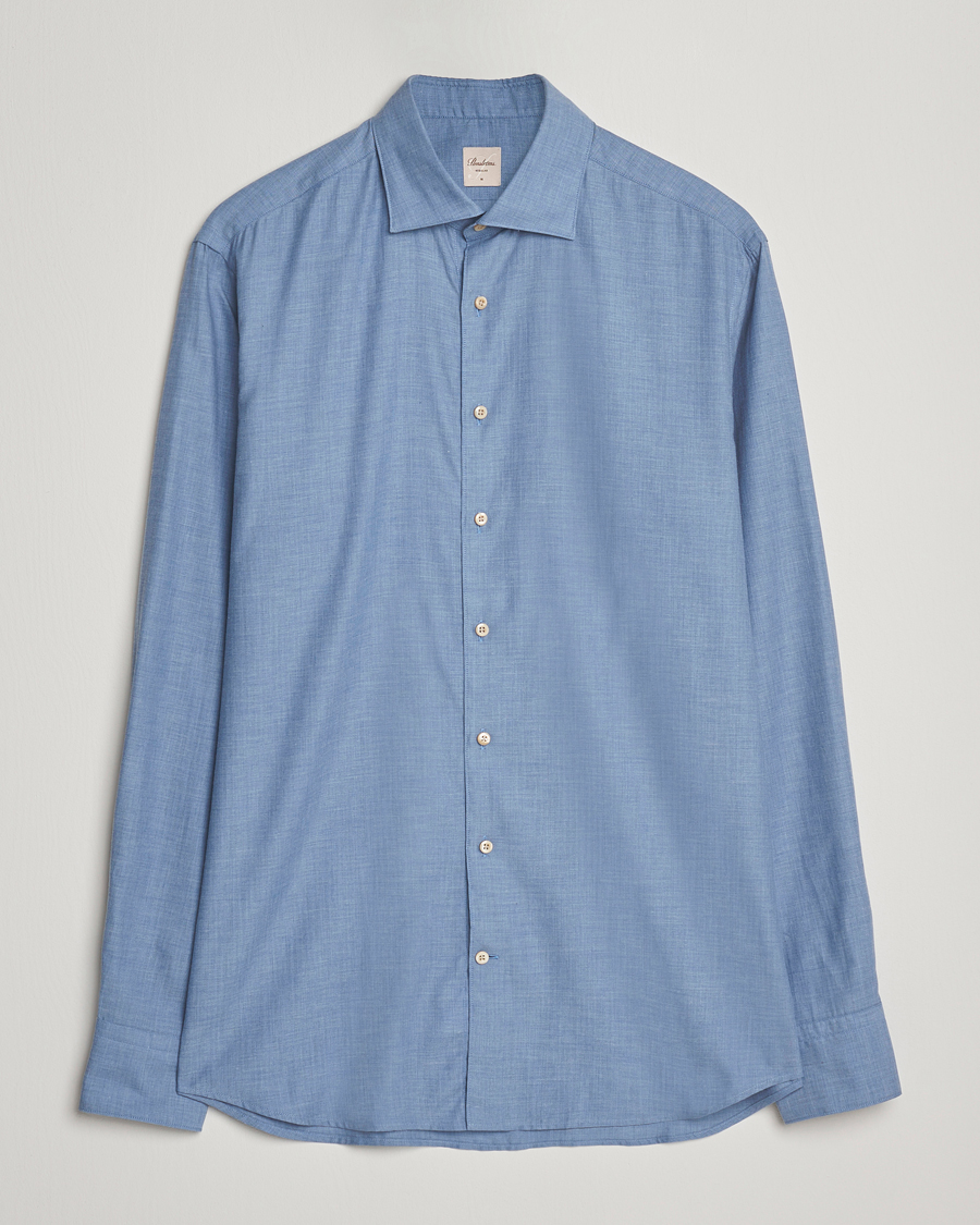 Mies | Kauluspaidat | Stenströms | Regular Fit Brushed Mini Herringbone Shirt Blue