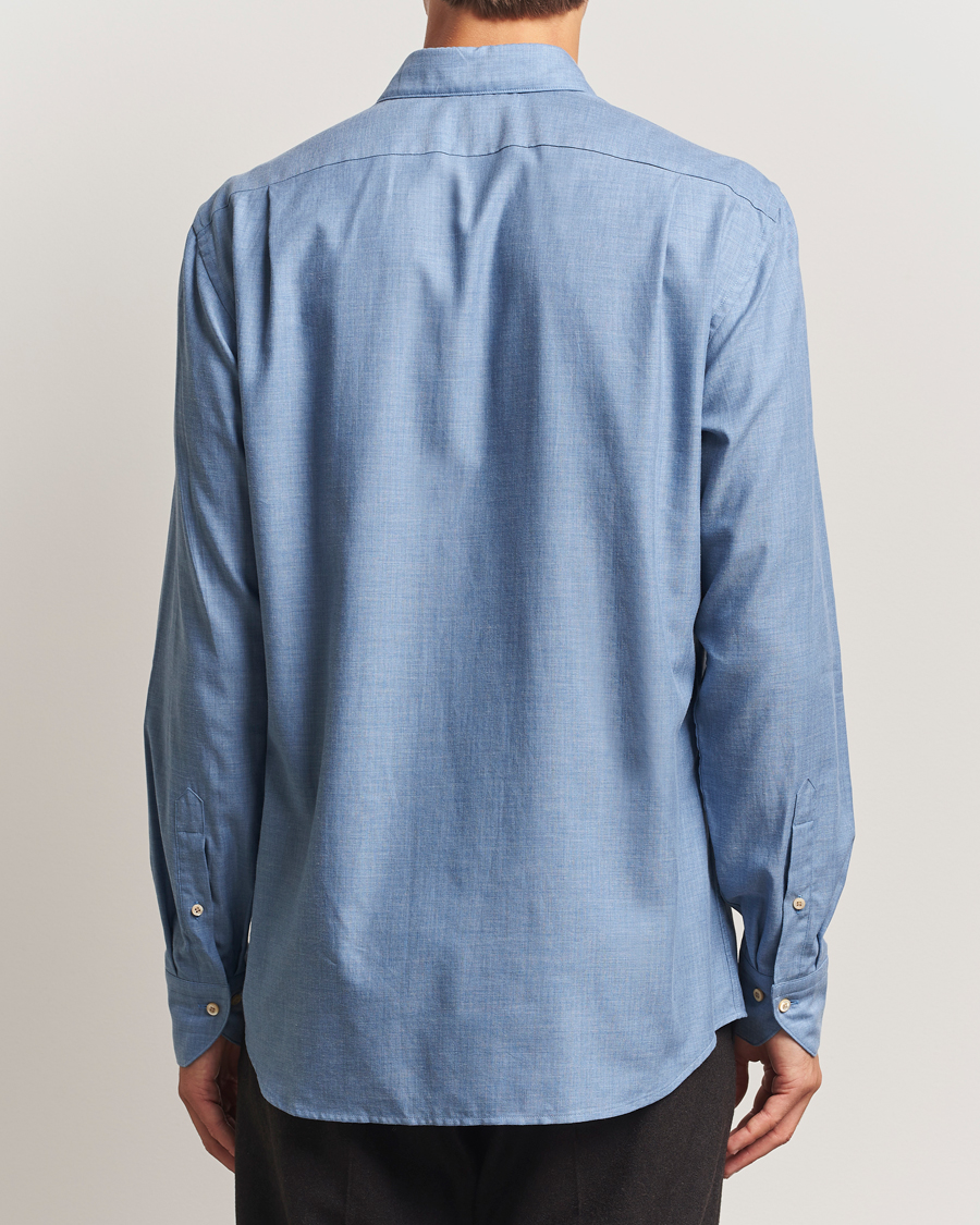 Mies | Kauluspaidat | Stenströms | Regular Fit Brushed Mini Herringbone Shirt Blue