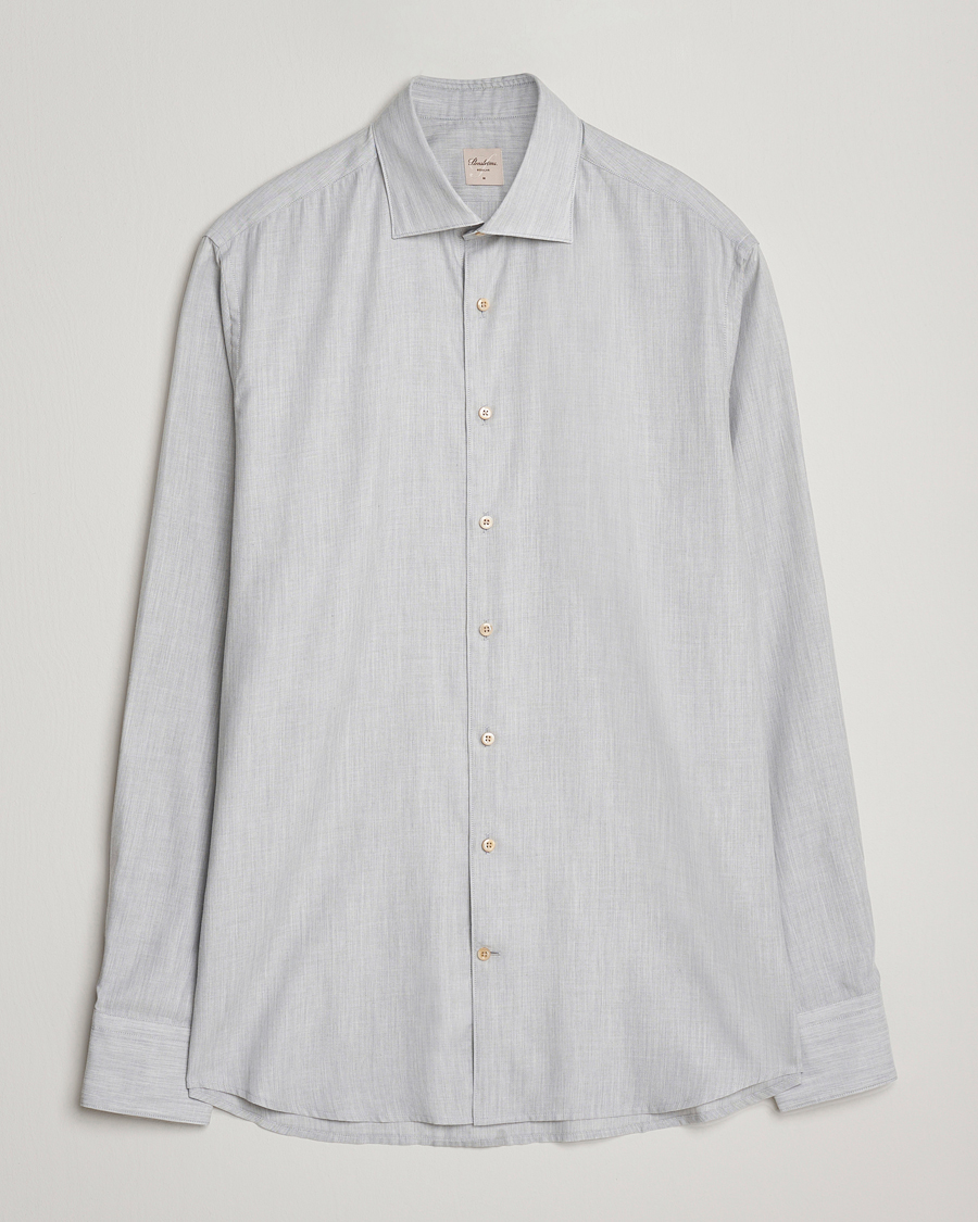Mies | Kauluspaidat | Stenströms | Regular Fit Brushed Mini Herringbone Shirt Grey
