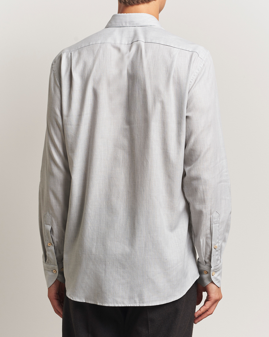 Mies | Kauluspaidat | Stenströms | Regular Fit Brushed Mini Herringbone Shirt Grey