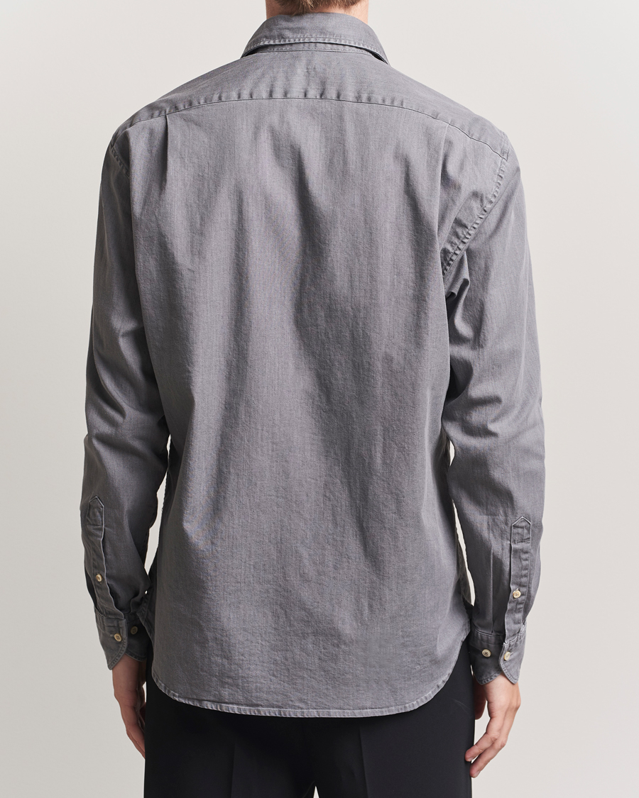 Mies | Kauluspaidat | Stenströms | Regular Fit Garment Washed Denim Shirt Grey