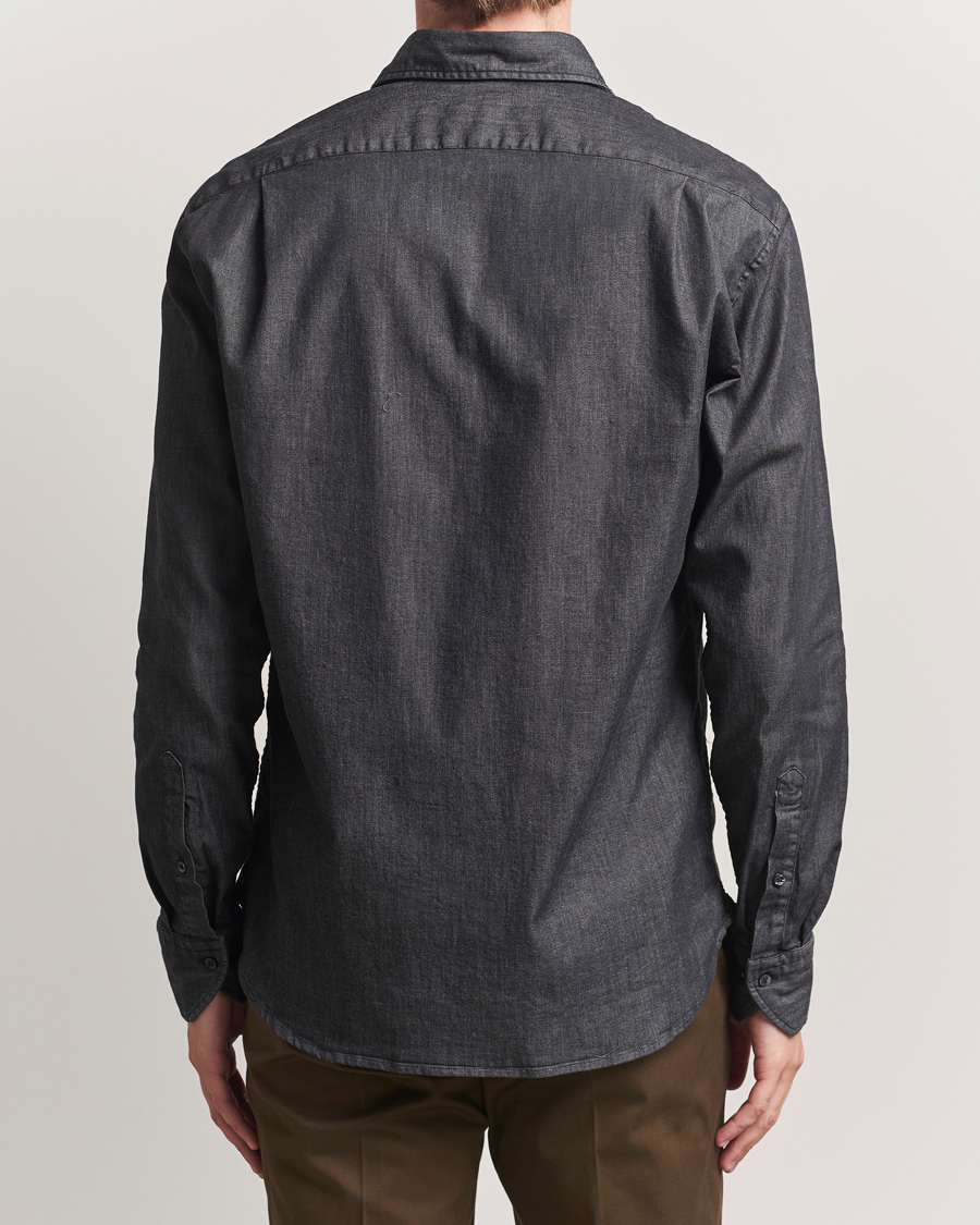 Mies | Kauluspaidat | Stenströms | Regular Fit Garment Washed Denim Shirt Black