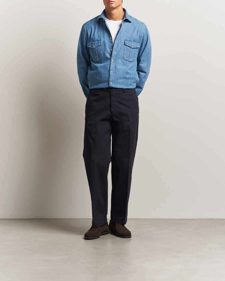 Mies | Kauluspaidat | Stenströms | Regular Fit Pocket Denim Shirt Blue
