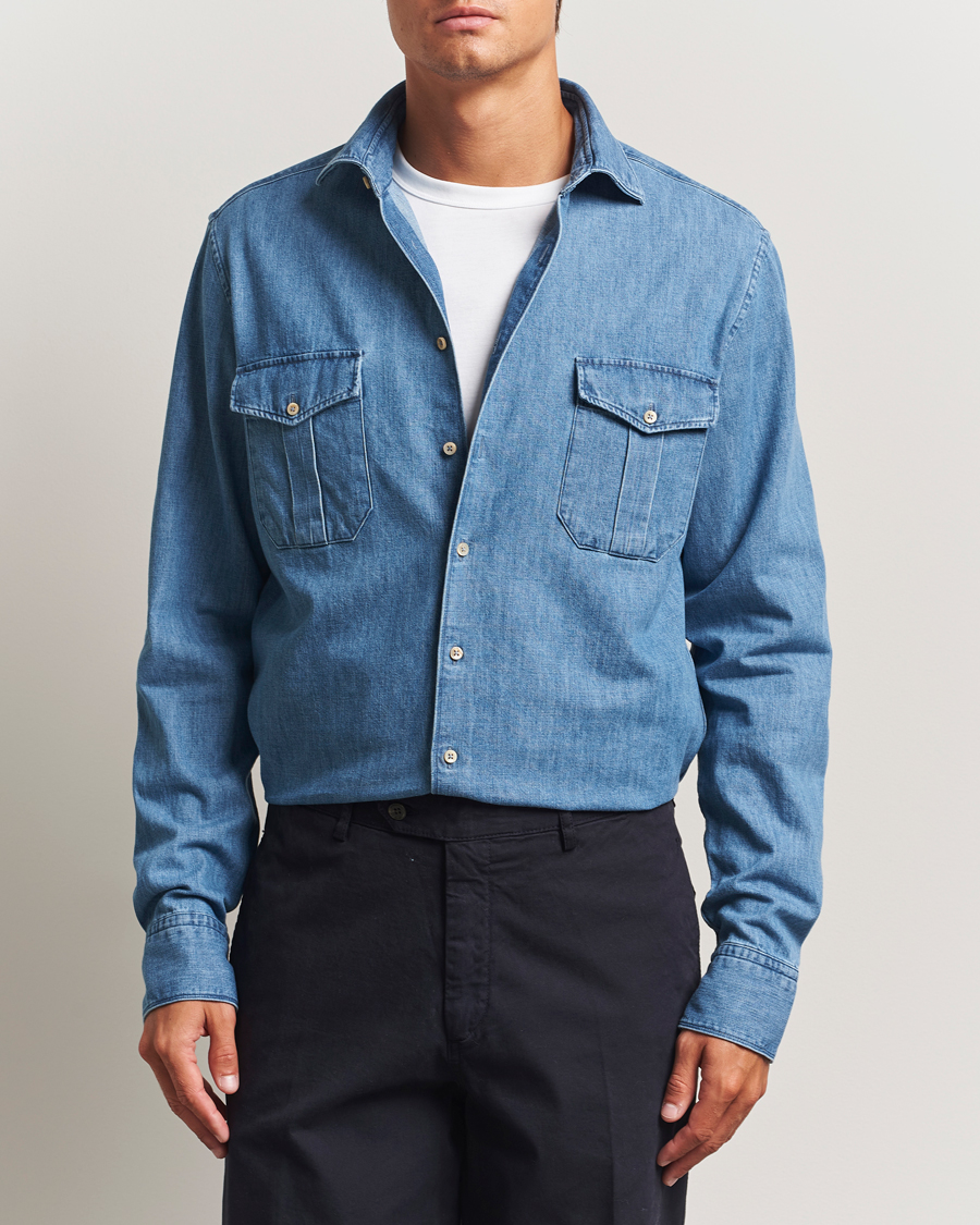 Mies | Kauluspaidat | Stenströms | Regular Fit Pocket Denim Shirt Blue