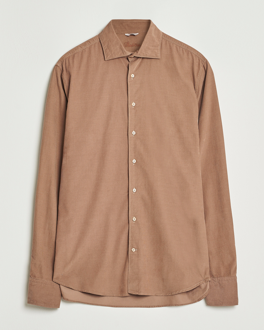 Mies | Kauluspaidat | Stenströms | Regular Fit Cut Away Cord Shirt Brown
