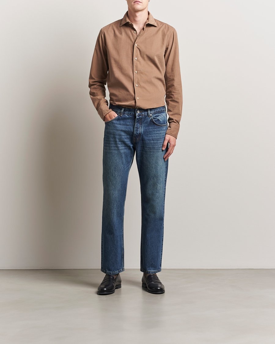 Mies | Kauluspaidat | Stenströms | Regular Fit Cut Away Cord Shirt Brown