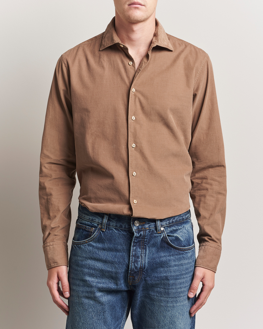 Mies | Kauluspaidat | Stenströms | Regular Fit Cut Away Cord Shirt Brown