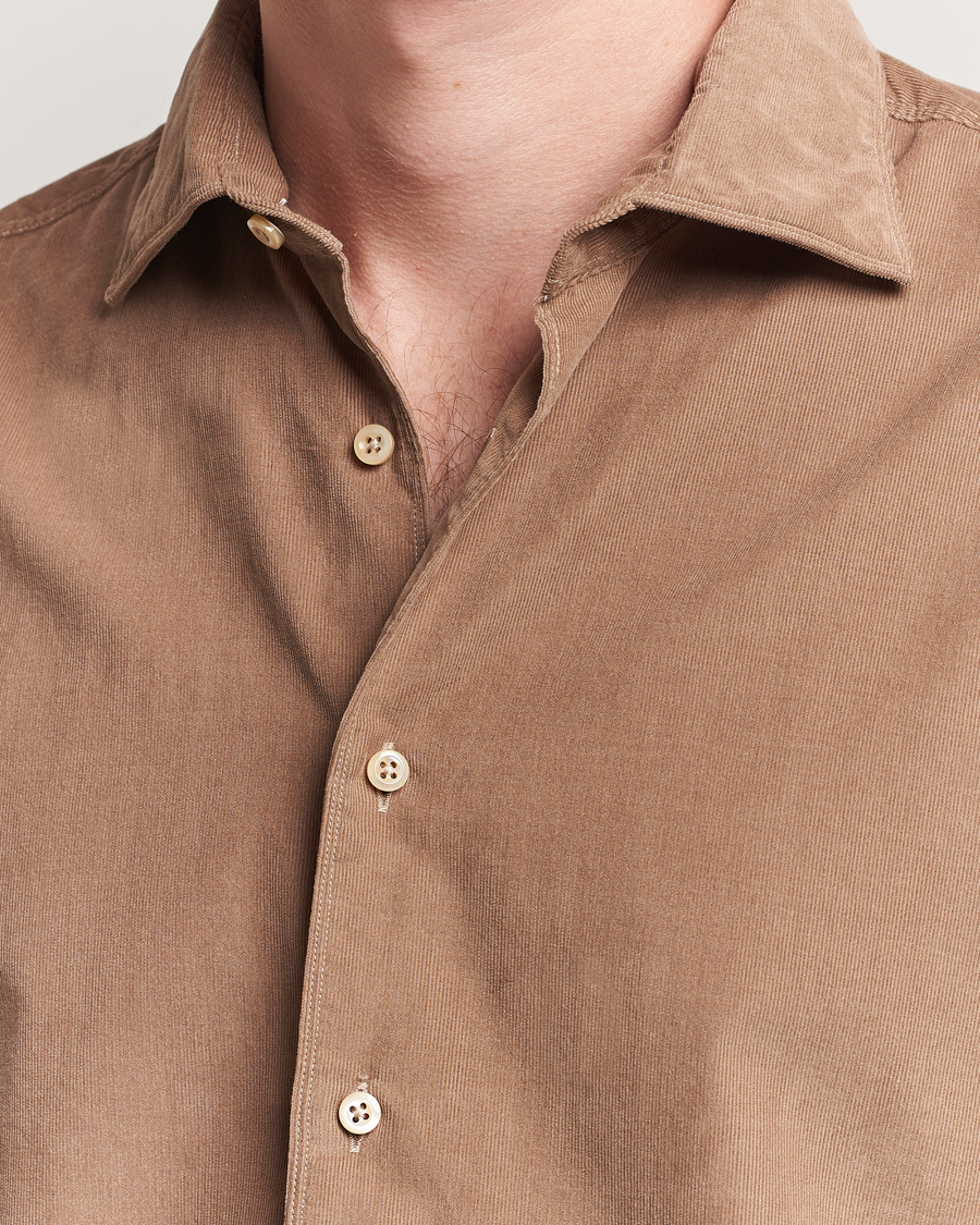 Mies | Kauluspaidat | Stenströms | Regular Fit Cut Away Cord Shirt Brown