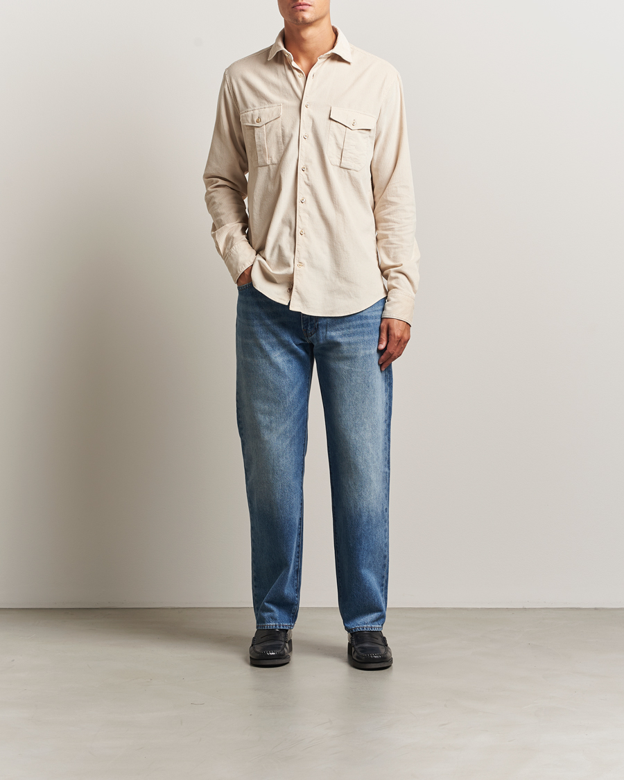 Mies | Kauluspaidat | Stenströms | Regular Fit Cord Pocket Shirt Beige