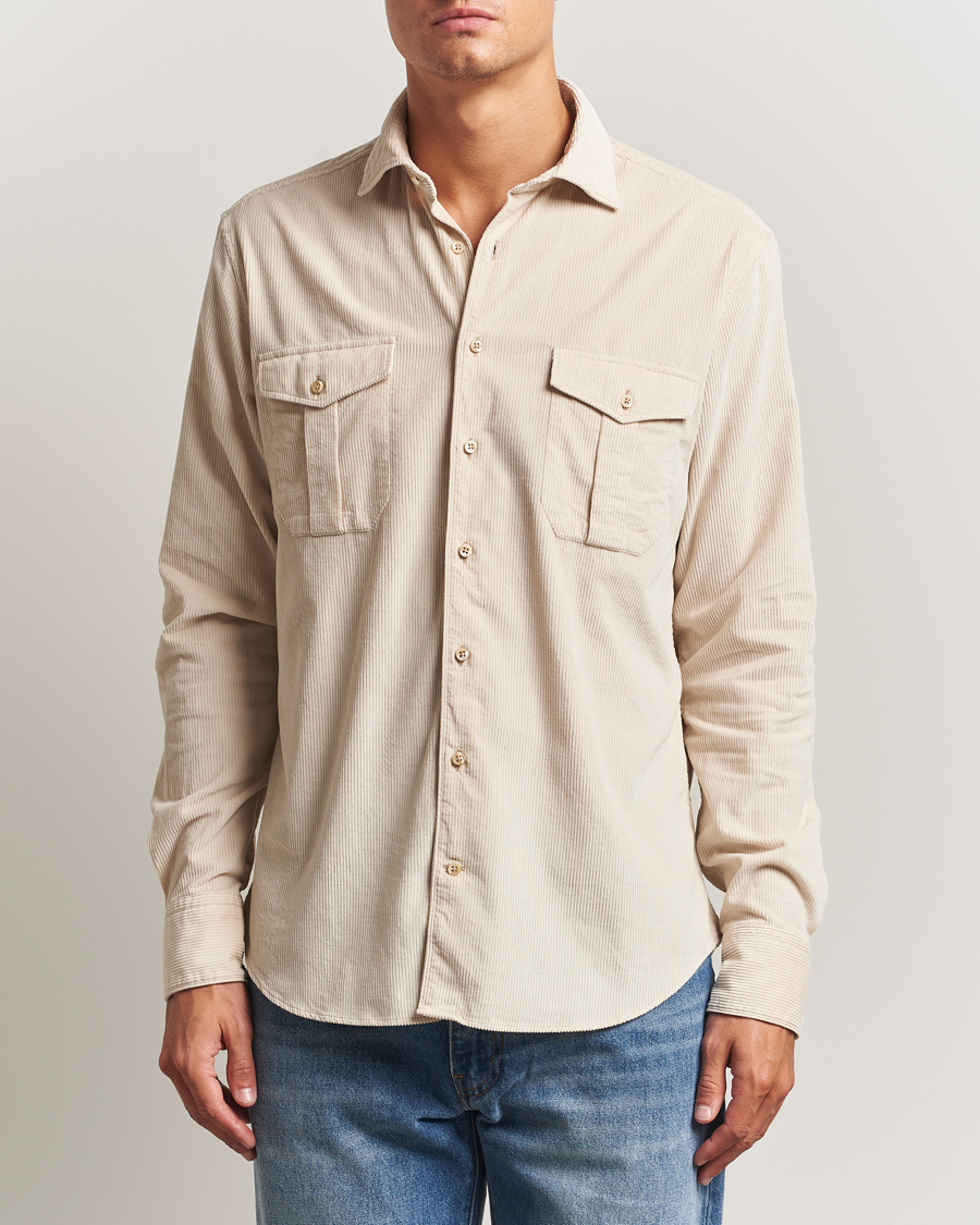 Mies | Kauluspaidat | Stenströms | Regular Fit Cord Pocket Shirt Beige