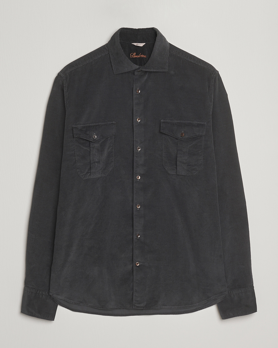 Mies | Kauluspaidat | Stenströms | Regular Fit Cord Pocket Shirt Dark Green