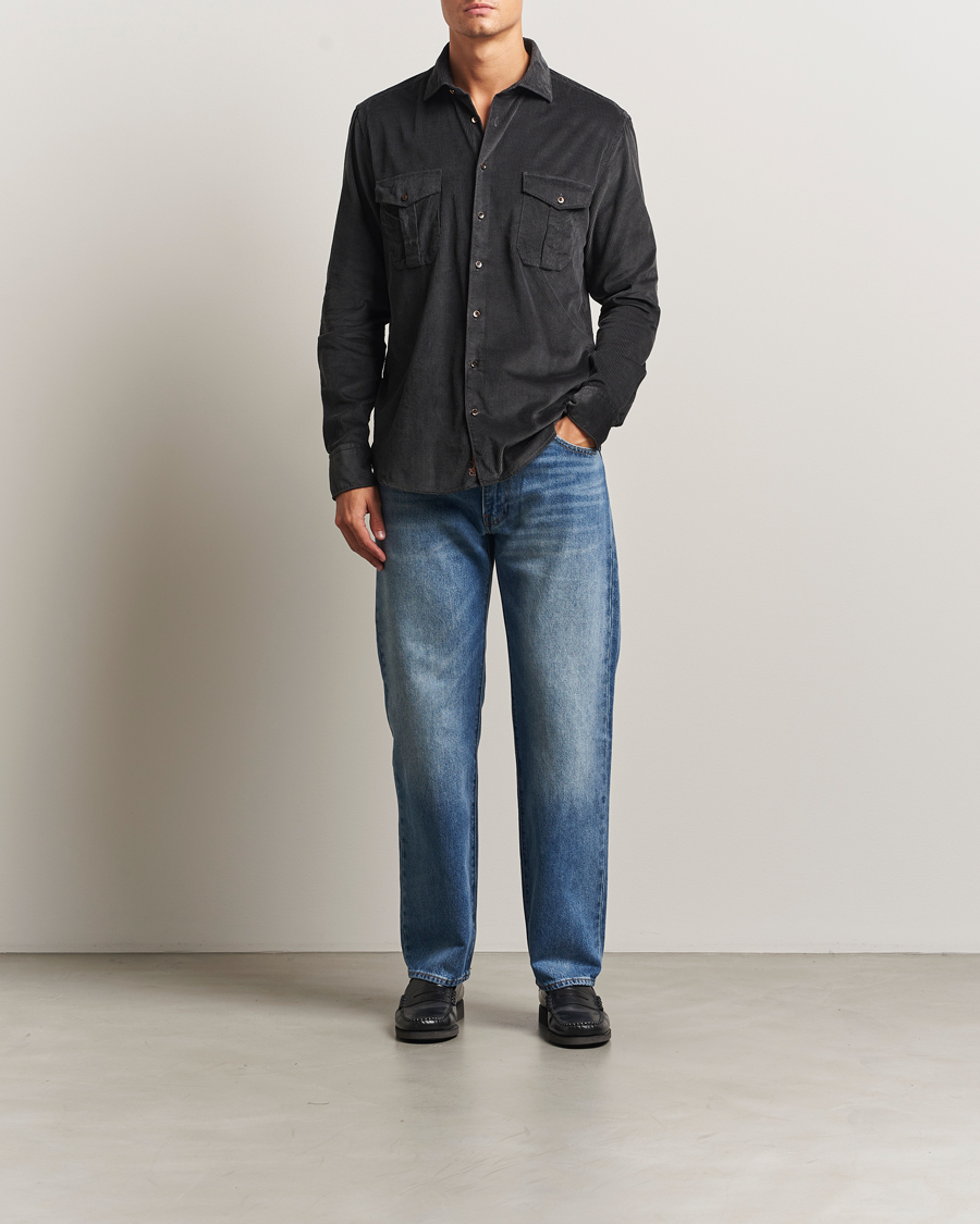 Mies | Kauluspaidat | Stenströms | Regular Fit Cord Pocket Shirt Dark Green