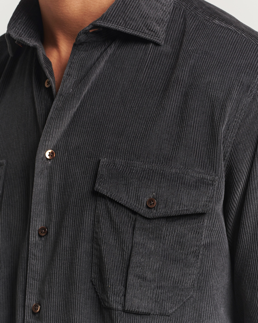 Mies | Kauluspaidat | Stenströms | Regular Fit Cord Pocket Shirt Dark Green