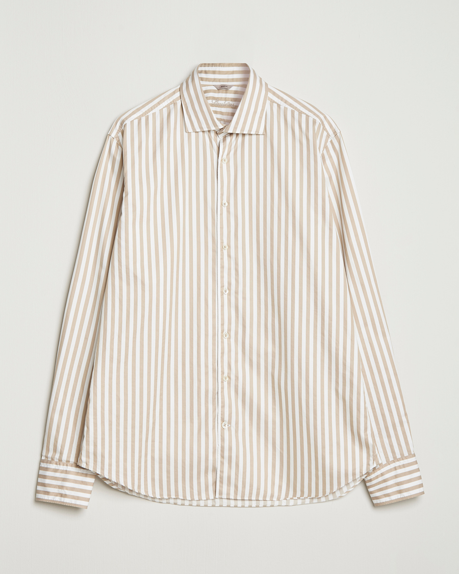 Mies | Kauluspaidat | Stenströms | Regular Fit Washed Large Stripe Shirt White/Beige