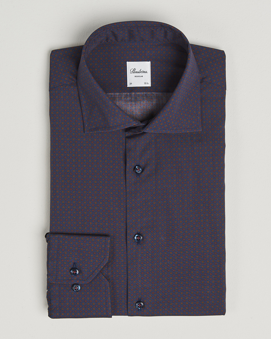 Mies | Kauluspaidat | Stenströms | Regular Fit Cotton Printed Shirt Blue