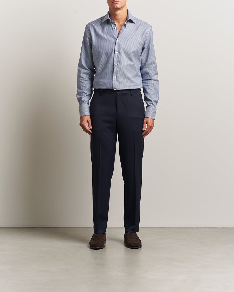 Mies | Kauluspaidat | Stenströms | Regular Fit Woven Structure Shirt Blue