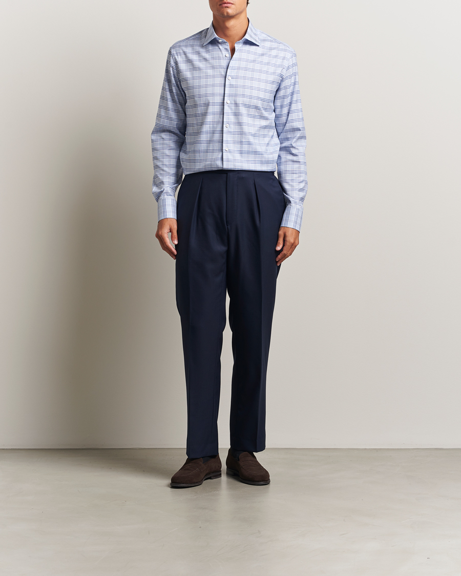 Mies | Kauluspaidat | Stenströms | Regular Fit Checked Cut Away Shirt Blue
