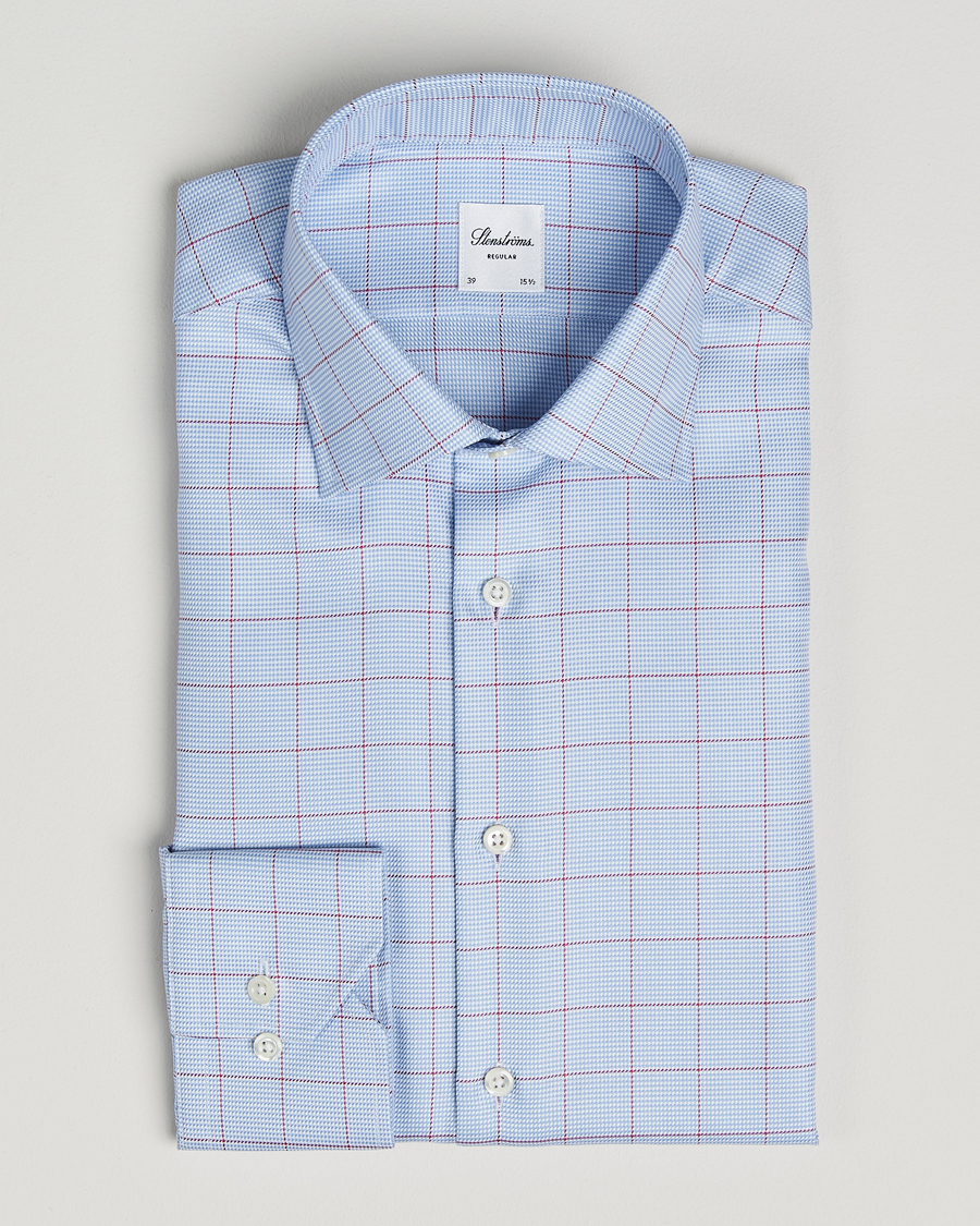 Mies | Kauluspaidat | Stenströms | Regular Fit Overcheck Cut Away Shirt Blue