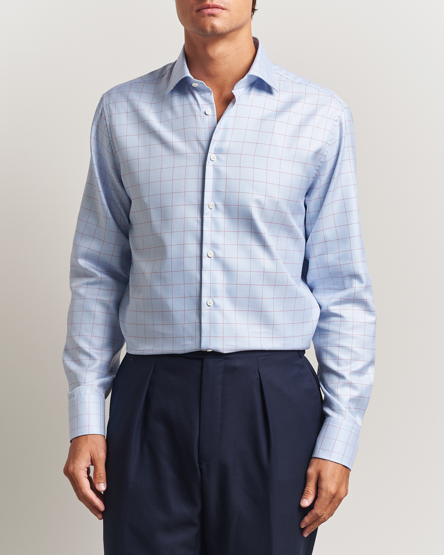 Mies | Kauluspaidat | Stenströms | Regular Fit Overcheck Cut Away Shirt Blue