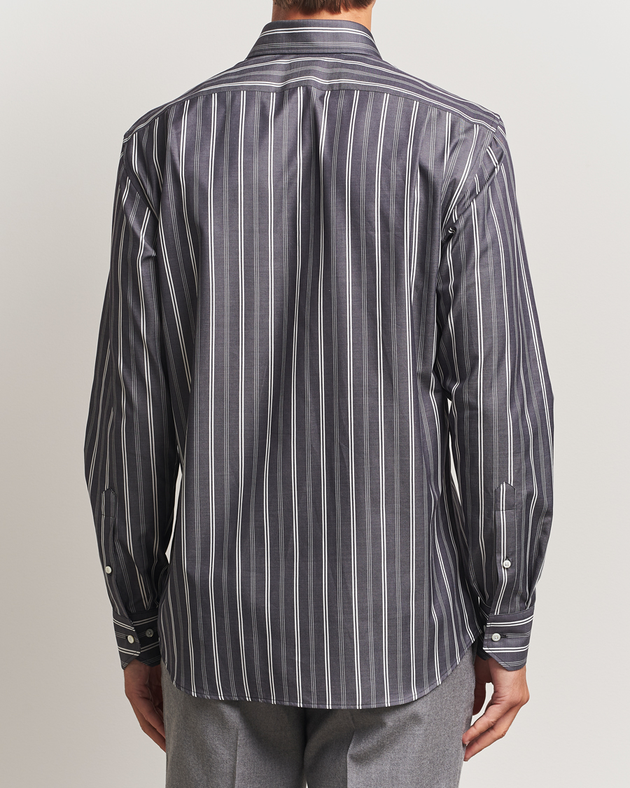 Mies | Kauluspaidat | Stenströms | Regular Fit Mixed Stripe Twill Shirt White/Black