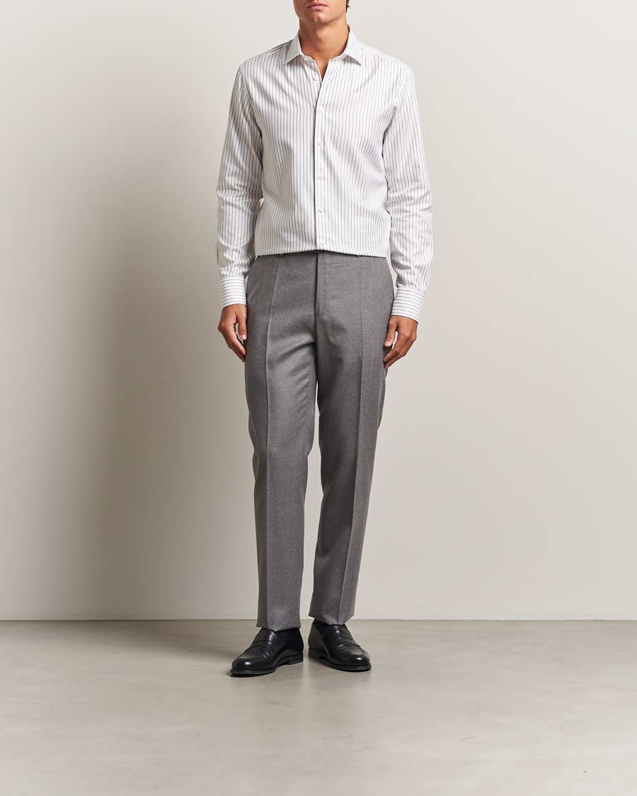 Mies | Kauluspaidat | Stenströms | Regular Fit Oxford Stripe Cut Away Shirt White