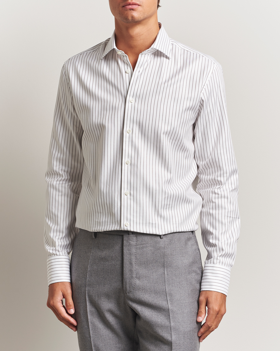 Mies | Kauluspaidat | Stenströms | Regular Fit Oxford Stripe Cut Away Shirt White