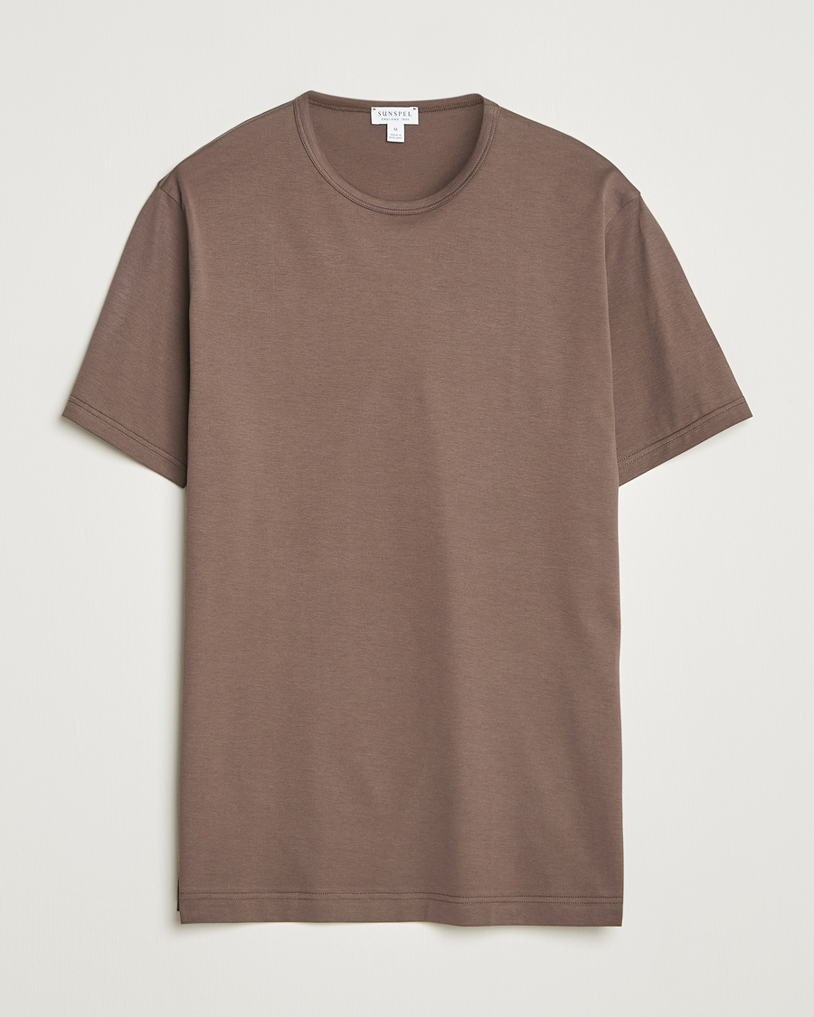 Mies | T-paidat | Sunspel | Crew Neck Q82 Cotton T-Shirt Bark