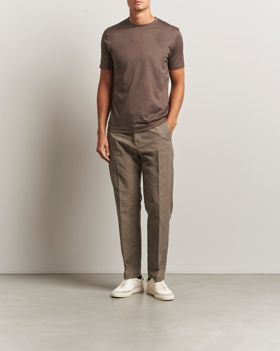 Mies | T-paidat | Sunspel | Crew Neck Q82 Cotton T-Shirt Bark