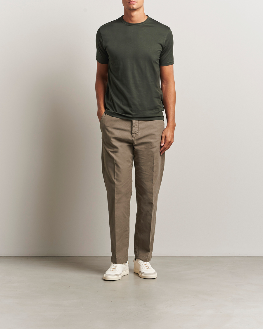 Mies | T-paidat | Sunspel | Crew Neck Q82 Cotton T-Shirt Dark Green