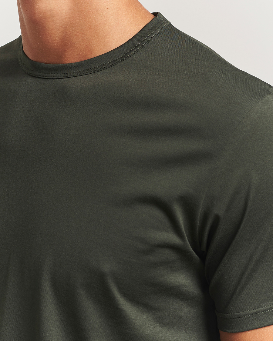Mies | T-paidat | Sunspel | Crew Neck Q82 Cotton T-Shirt Dark Green