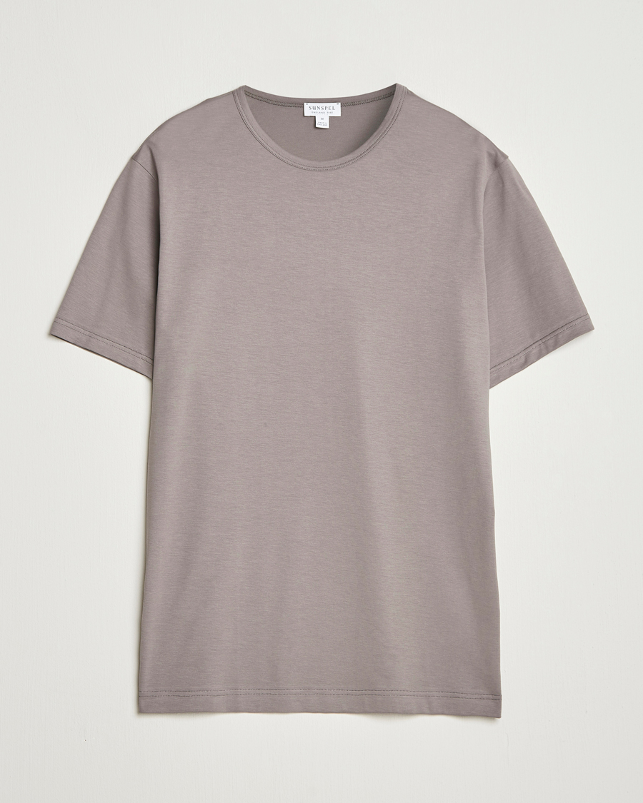 Mies | T-paidat | Sunspel | Crew Neck Q82 Cotton T-Shirt Iron Grey
