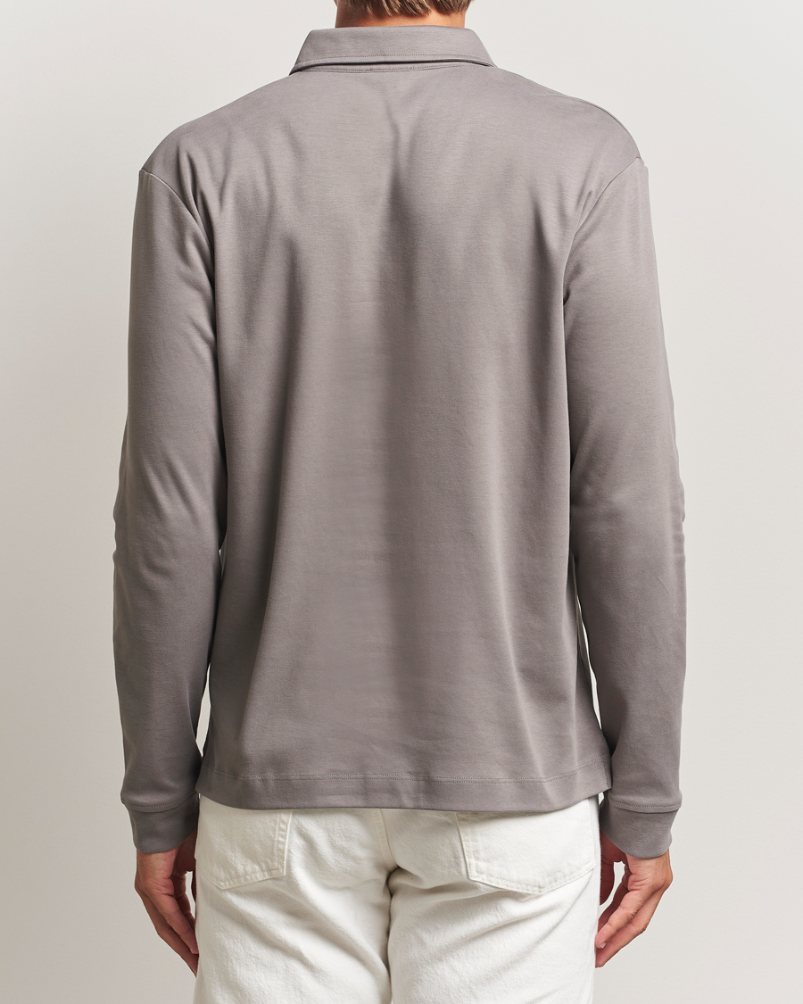 Mies | Pikeet | Sunspel | Heavy Weight Supima Cotton Long Sleeve Polo Iron Grey