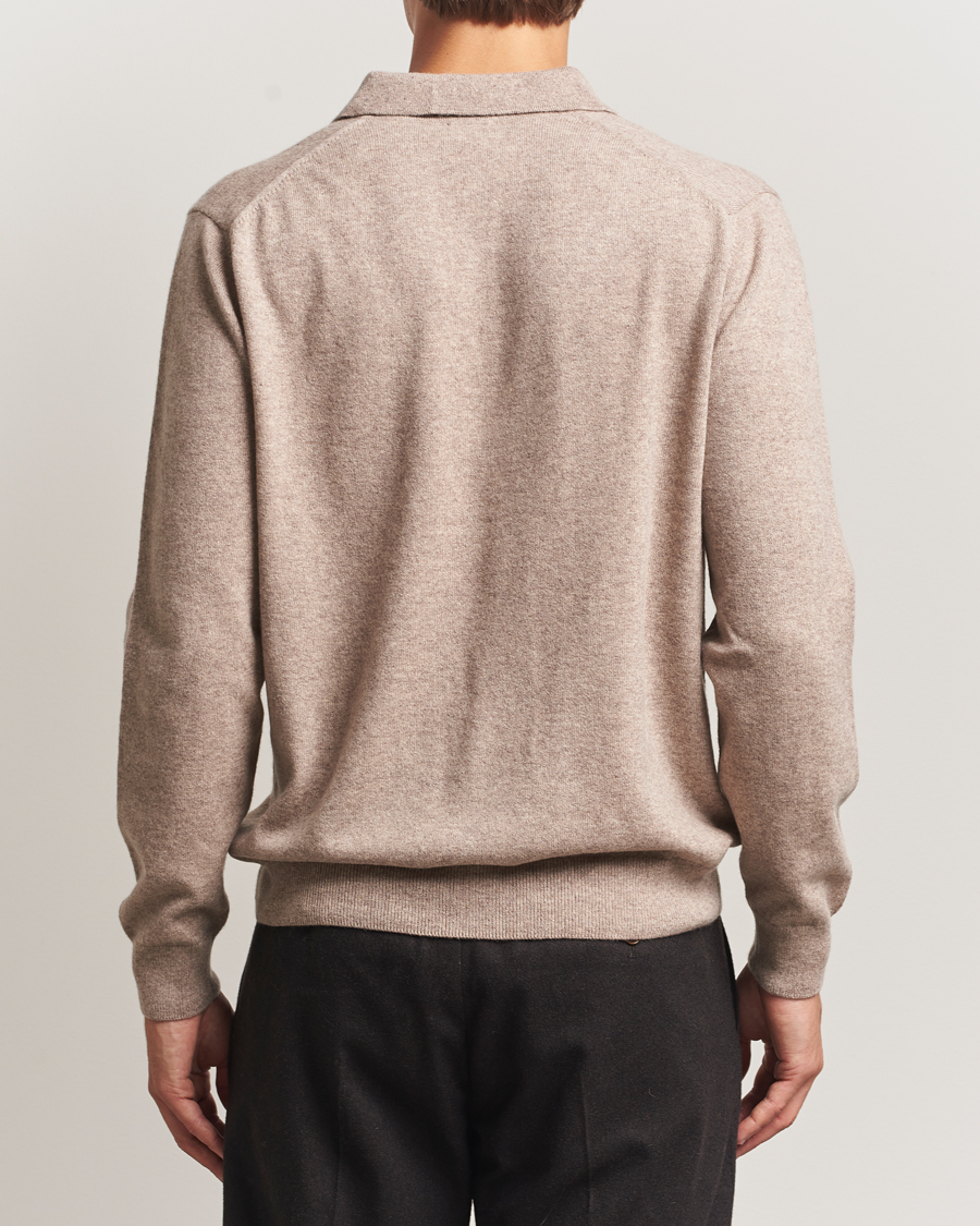 Mies | Puserot | Sunspel | Cashmere Polo Oatmeal Melange