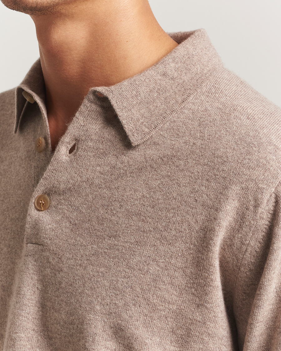 Mies | Puserot | Sunspel | Cashmere Polo Oatmeal Melange