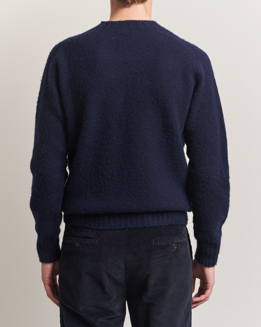 Mies | Puserot | Sunspel | Brushed Shetland Crew Neck Navy