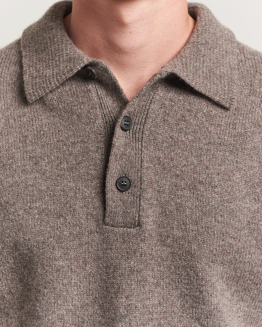 Mies | Puserot | Sunspel | Lambswool Poloshirt Bark