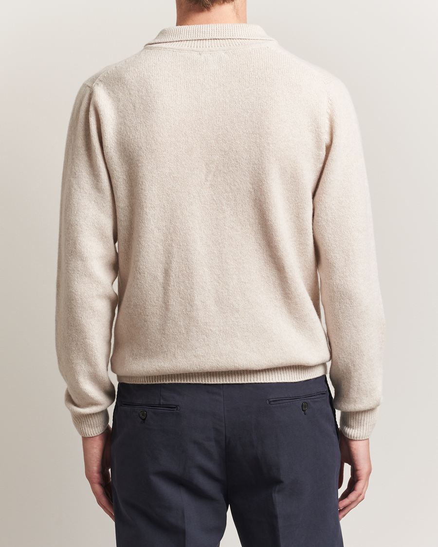 Mies | Puserot | Sunspel | Lambswool Poloshirt Oatmeal Melange