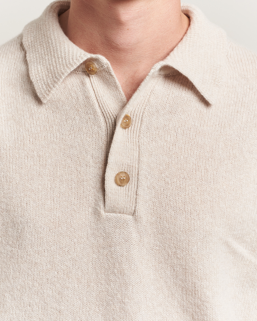 Mies | Puserot | Sunspel | Lambswool Poloshirt Oatmeal Melange