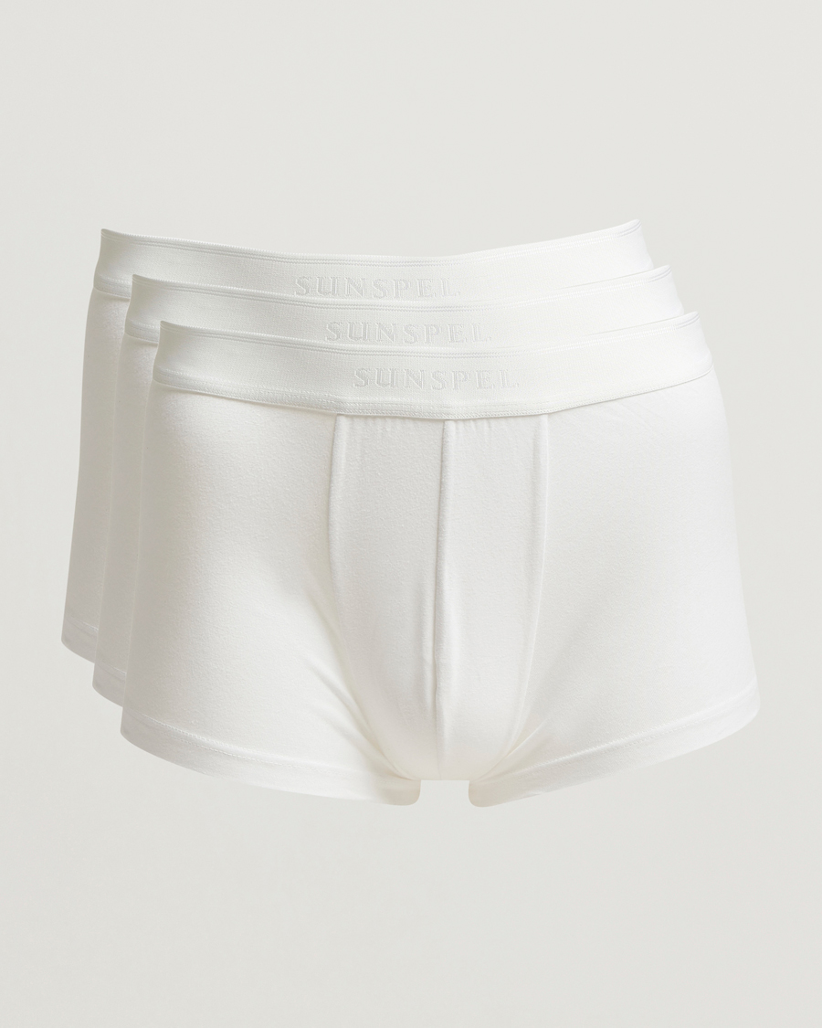 Mies | Alusvaatteet | Sunspel | 3-Pack Cotton Stretch Trunk White
