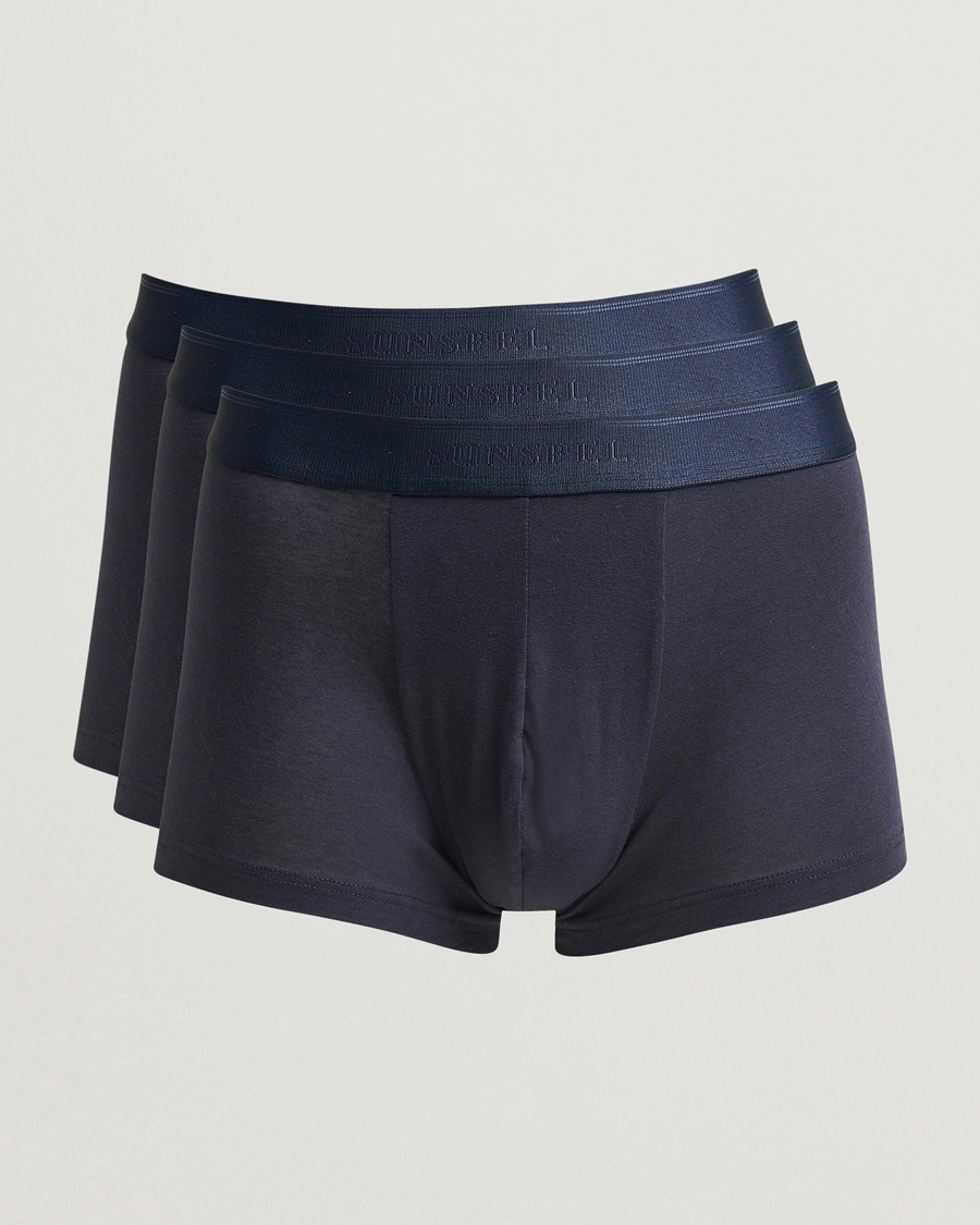 Mies | Alusvaatteet | Sunspel | 3-Pack Cotton Stretch Trunk Navy
