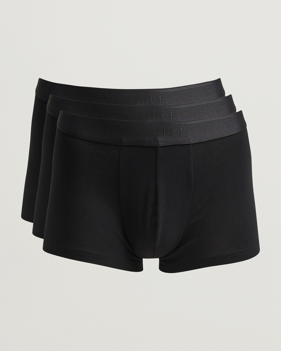 Mies | Alusvaatteet | Sunspel | 3-Pack Cotton Stretch Trunk Black