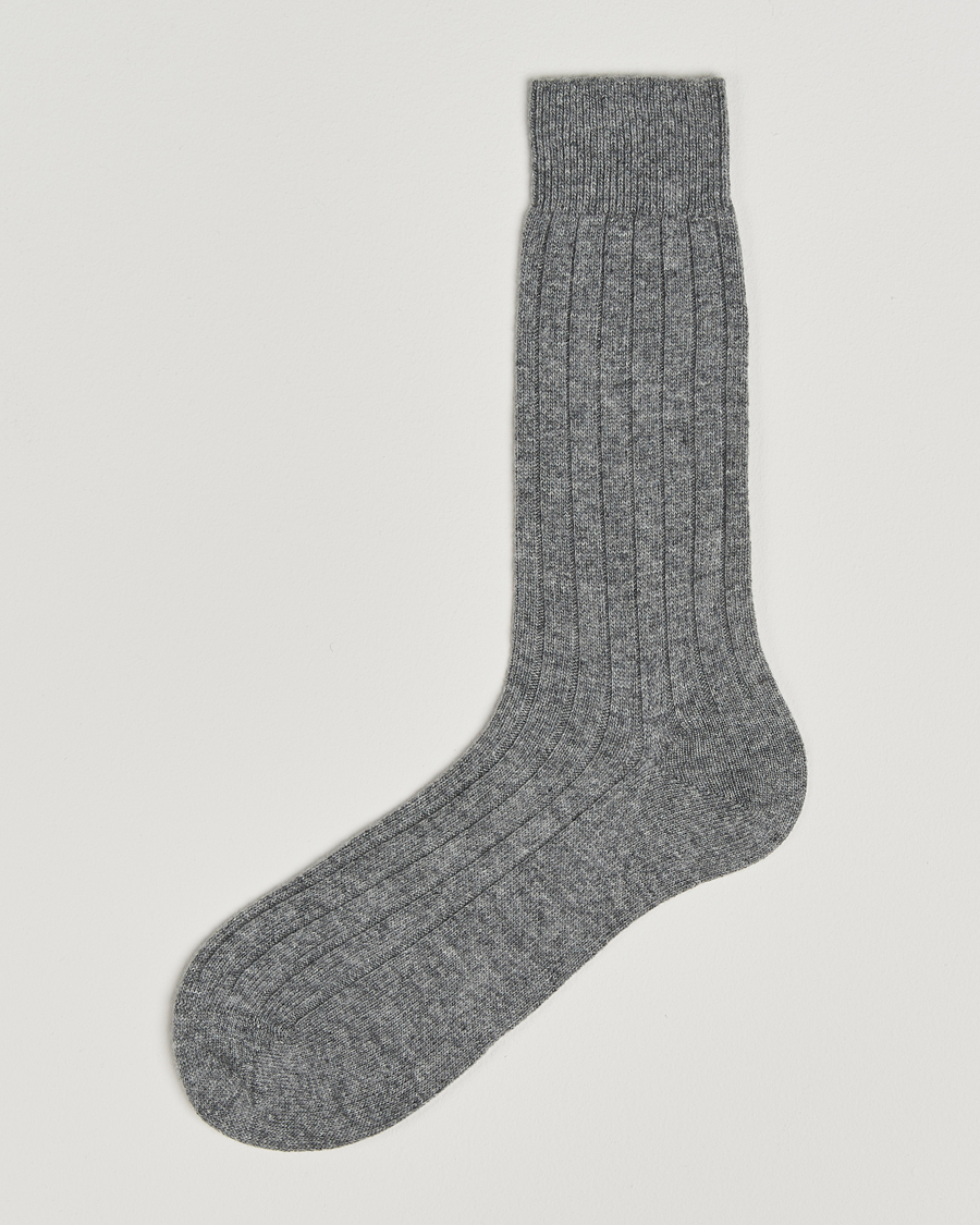 Mies | Alusvaatteet | Bresciani | Wool/Cashmere Ribbed Socks Grey Melange