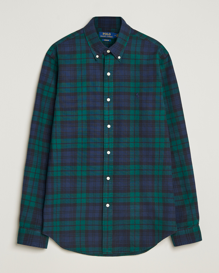 Mies | Kauluspaidat | Polo Ralph Lauren | Custom Fit Brushed Flannel Checked Shirt Navy/Green