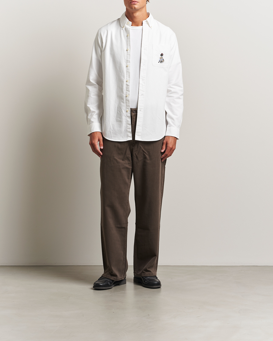 Mies | Kauluspaidat | Polo Ralph Lauren | Custom Fit Dog Pocket Oxford Shirt White Black Lab