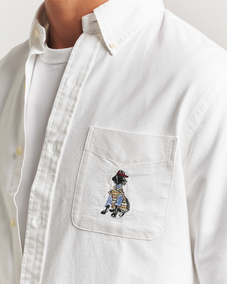 Mies | Kauluspaidat | Polo Ralph Lauren | Custom Fit Dog Pocket Oxford Shirt White Black Lab