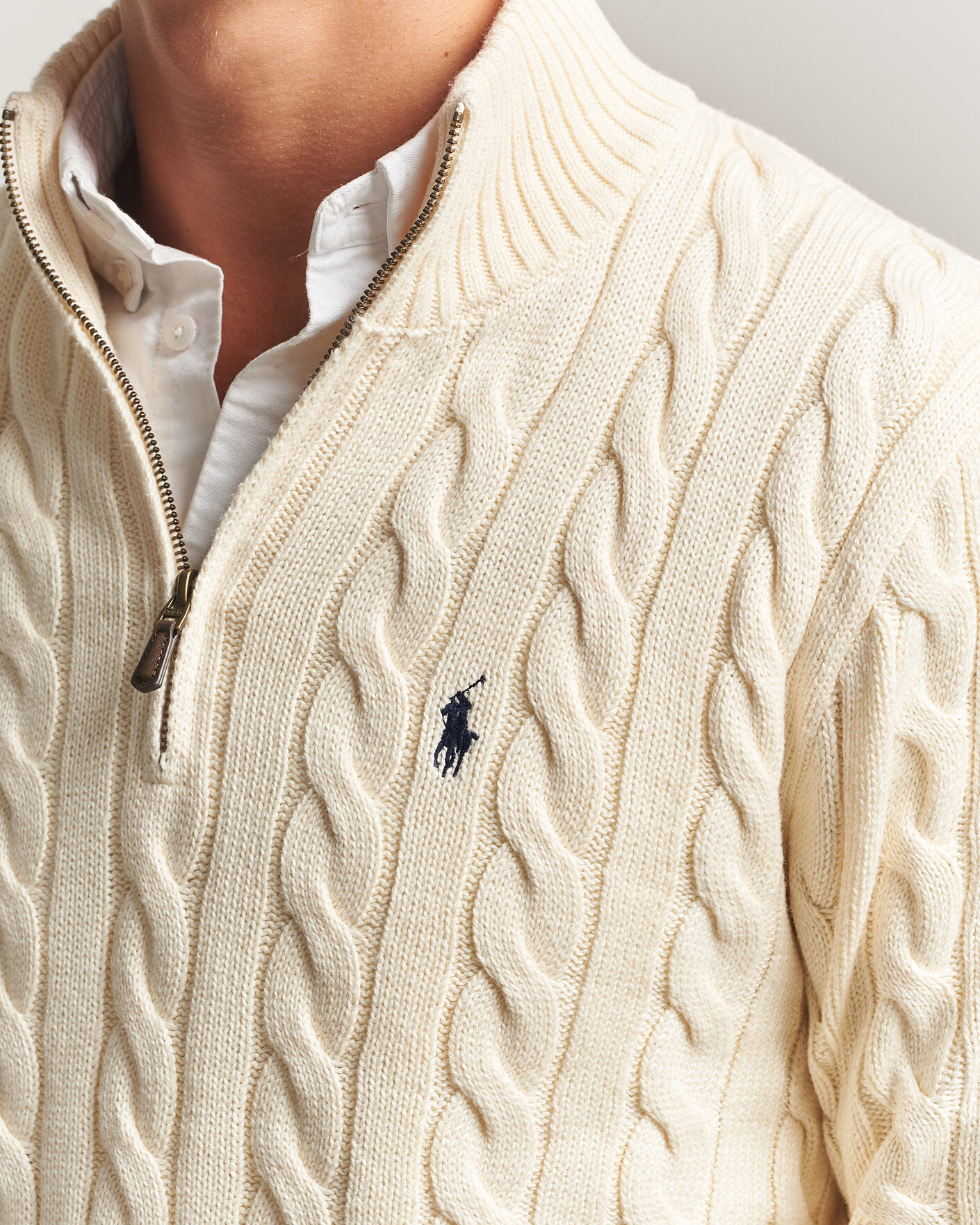 Mies | Puserot | Polo Ralph Lauren | Cotton Cable Half Zip Andover Cream