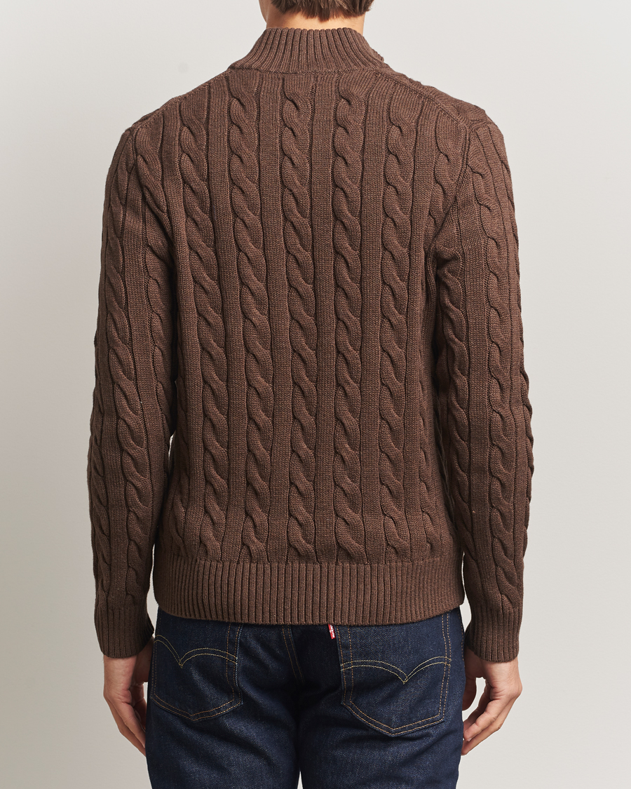 Mies | Puserot | Polo Ralph Lauren | Cotton Cable Half Zip Nutmeg Brown Heather
